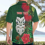 Maori Wheku Meri Kirihimete Personalised Hawaiian Shirt All Green Indigenous Maori Motif - Aussie Hoodie