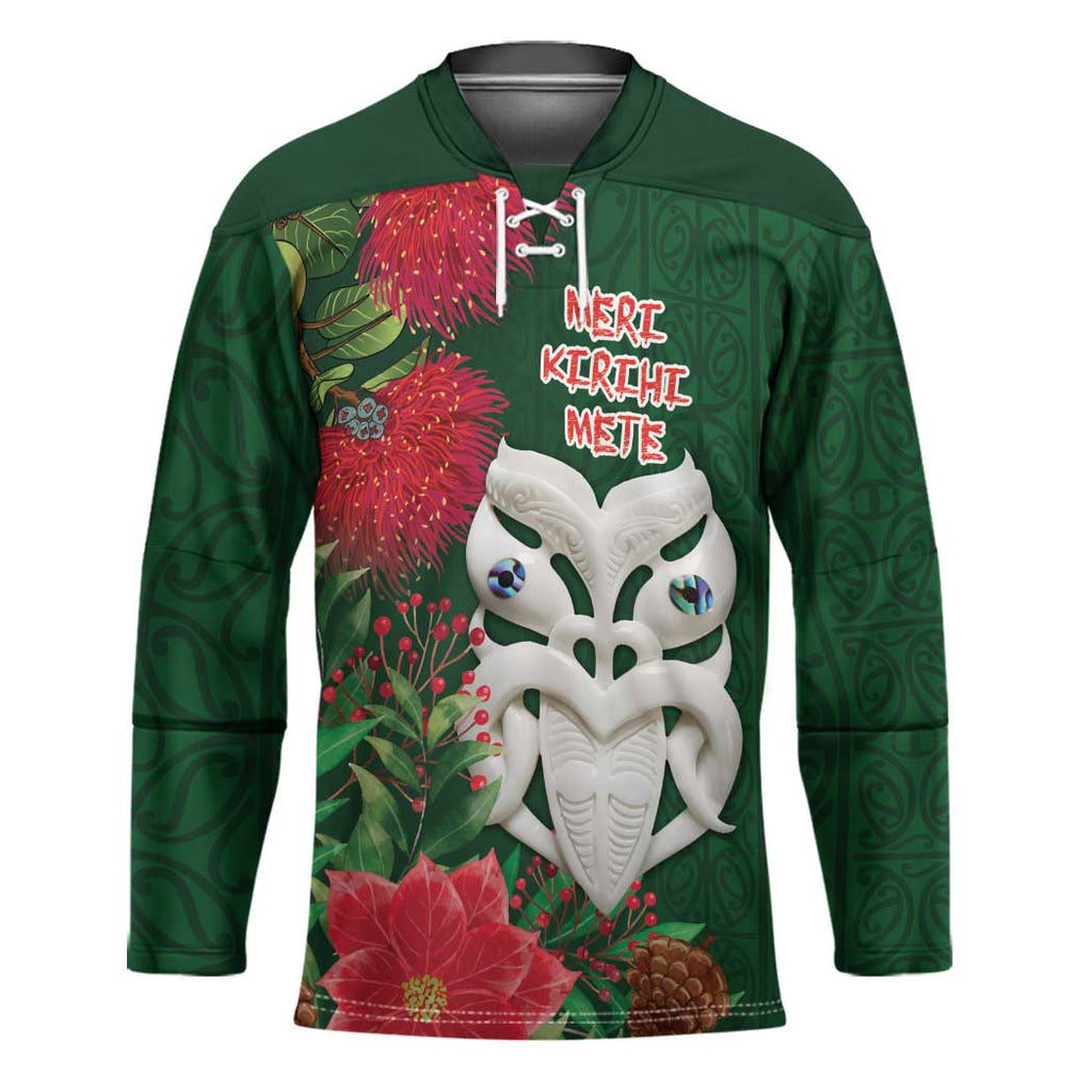 Maori Wheku Meri Kirihimete Personalised Hockey Jersey All Green Indigenous Maori Motif - Aussie Hoodie