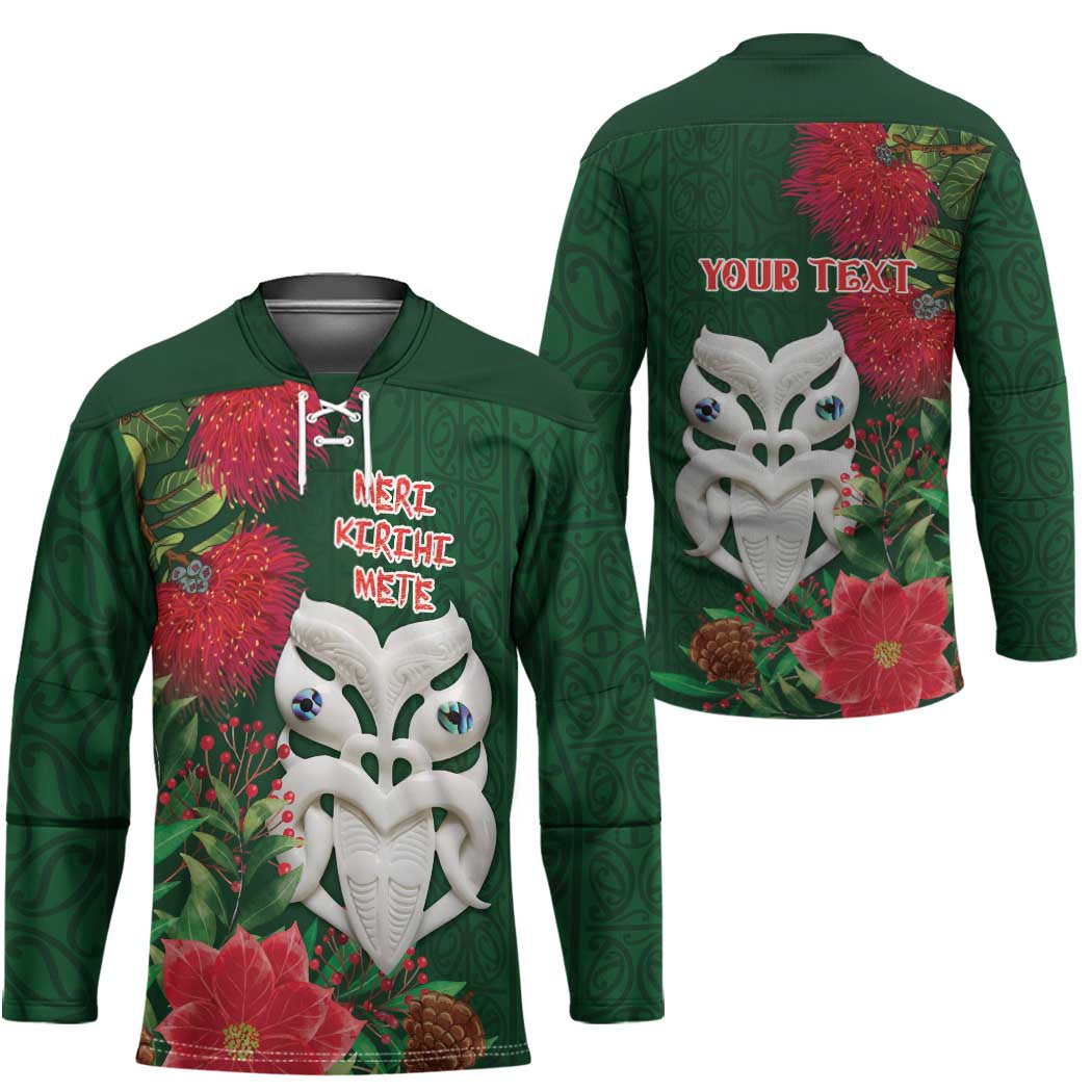 Maori Wheku Meri Kirihimete Personalised Hockey Jersey All Green Indigenous Maori Motif - Aussie Hoodie