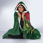 Maori Wheku Meri Kirihimete Personalised Hooded Blanket All Green Indigenous Maori Motif - Aussie Hoodie