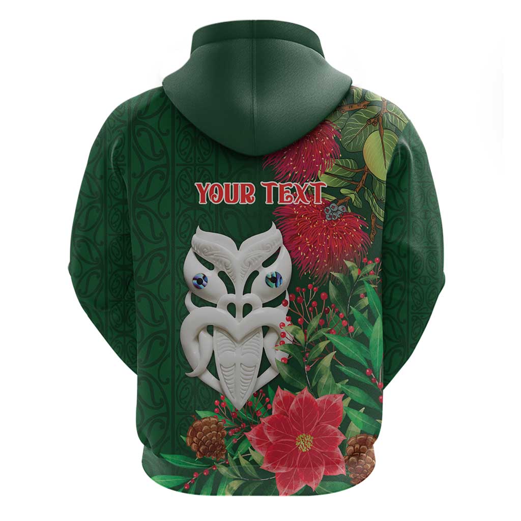 Maori Wheku Meri Kirihimete Personalised Hoodie All Green Indigenous Maori Motif - Aussie Hoodie