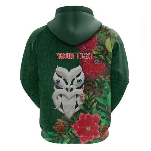 Maori Wheku Meri Kirihimete Personalised Hoodie All Green Indigenous Maori Motif - Aussie Hoodie