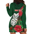 Maori Wheku Meri Kirihimete Personalised Hoodie Dress All Green Indigenous Maori Motif - Aussie Hoodie