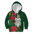 Maori Wheku Meri Kirihimete Personalised Kid Hoodie All Green Indigenous Maori Motif - Aussie Hoodie