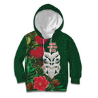 Maori Wheku Meri Kirihimete Personalised Kid Hoodie All Green Indigenous Maori Motif - Aussie Hoodie