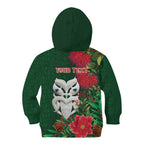 Maori Wheku Meri Kirihimete Personalised Kid Hoodie All Green Indigenous Maori Motif - Aussie Hoodie