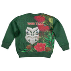 Maori Wheku Meri Kirihimete Personalised Kid Ugly Christmas Sweater All Green Indigenous Maori Motif - Aussie Hoodie