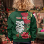 Maori Wheku Meri Kirihimete Personalised Kid Ugly Christmas Sweater All Green Indigenous Maori Motif - Aussie Hoodie