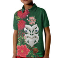 Maori Wheku Meri Kirihimete Personalised Kid Polo Shirt All Green Indigenous Maori Motif - Aussie Hoodie