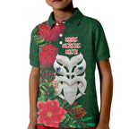 Maori Wheku Meri Kirihimete Personalised Kid Polo Shirt All Green Indigenous Maori Motif - Aussie Hoodie