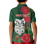 Maori Wheku Meri Kirihimete Personalised Kid Polo Shirt All Green Indigenous Maori Motif - Aussie Hoodie