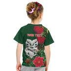 Maori Wheku Meri Kirihimete Personalised Kid T Shirt All Green Indigenous Maori Motif - Aussie Hoodie