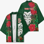 Maori Wheku Meri Kirihimete Personalised Kimono All Green Indigenous Maori Motif - Aussie Hoodie