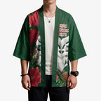 Maori Wheku Meri Kirihimete Personalised Kimono All Green Indigenous Maori Motif - Aussie Hoodie