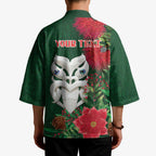 Maori Wheku Meri Kirihimete Personalised Kimono All Green Indigenous Maori Motif - Aussie Hoodie