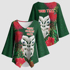 Maori Wheku Meri Kirihimete Personalised Kimono Sleeve Blouse All Green Indigenous Maori Motif - Aussie Hoodie