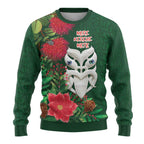 Maori Wheku Meri Kirihimete Personalised Ugly Christmas Sweater All Green Indigenous Maori Motif - Aussie Hoodie