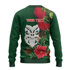 Maori Wheku Meri Kirihimete Personalised Ugly Christmas Sweater All Green Indigenous Maori Motif - Aussie Hoodie