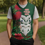 Maori Wheku Meri Kirihimete Personalised Christmas Knitted V-Neck Vest All Green Indigenous Maori Motif - Aussie Hoodie