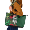 Maori Wheku Meri Kirihimete Personalised Leather Tote Bag All Green Indigenous Maori Motif - Aussie Hoodie
