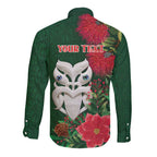 Maori Wheku Meri Kirihimete Personalised Long Sleeve Button Shirt All Green Indigenous Maori Motif - Aussie Hoodie