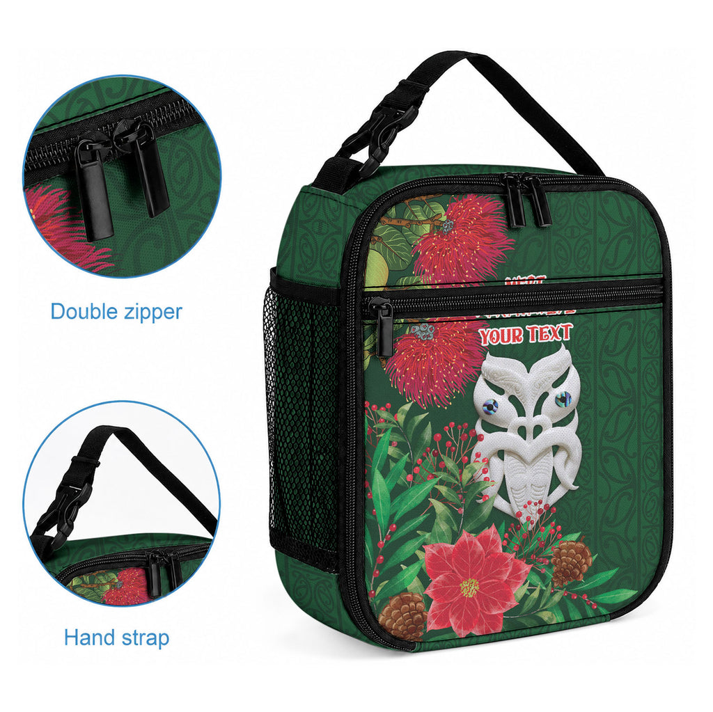 Maori Wheku Meri Kirihimete Personalised Lunch Bag All Green Indigenous Maori Motif