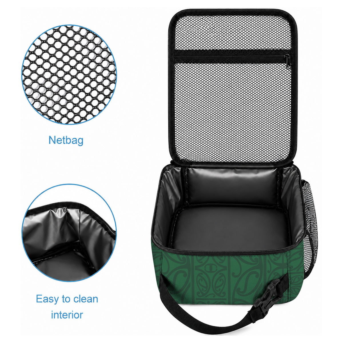 Maori Wheku Meri Kirihimete Personalised Lunch Bag All Green Indigenous Maori Motif
