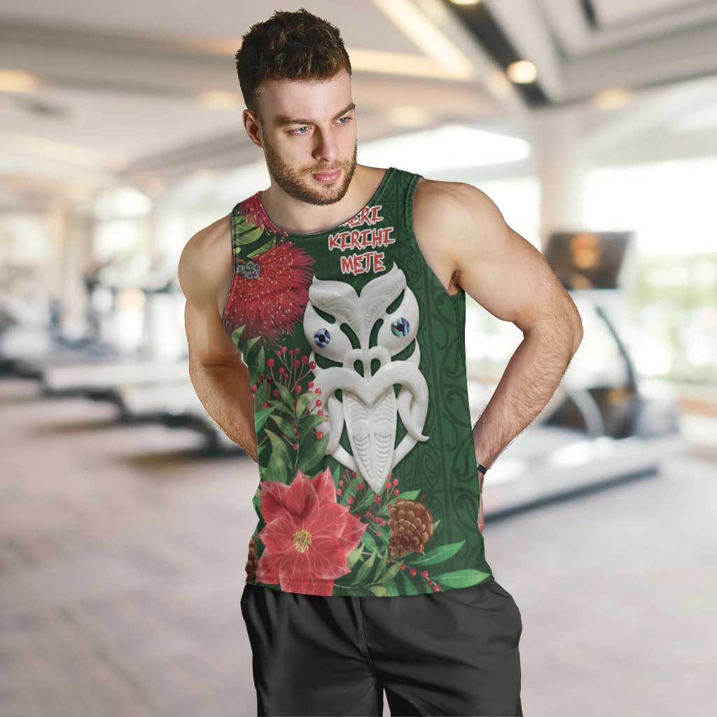 Maori Wheku Meri Kirihimete Personalised Men Tank Top All Green Indigenous Maori Motif - Aussie Hoodie
