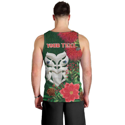 Maori Wheku Meri Kirihimete Personalised Men Tank Top All Green Indigenous Maori Motif - Aussie Hoodie