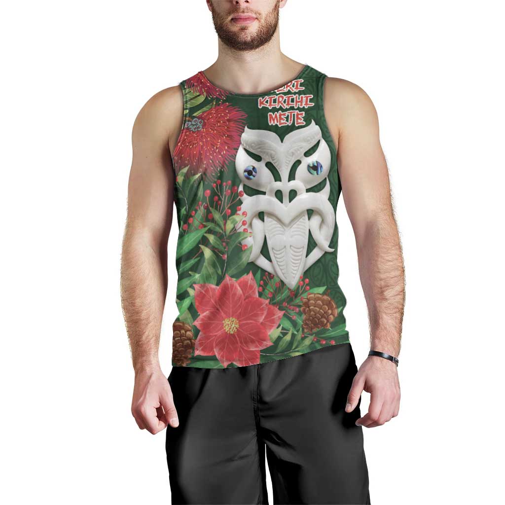 Maori Wheku Meri Kirihimete Personalised Men Tank Top All Green Indigenous Maori Motif - Aussie Hoodie