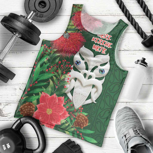 Maori Wheku Meri Kirihimete Personalised Men Tank Top All Green Indigenous Maori Motif - Aussie Hoodie