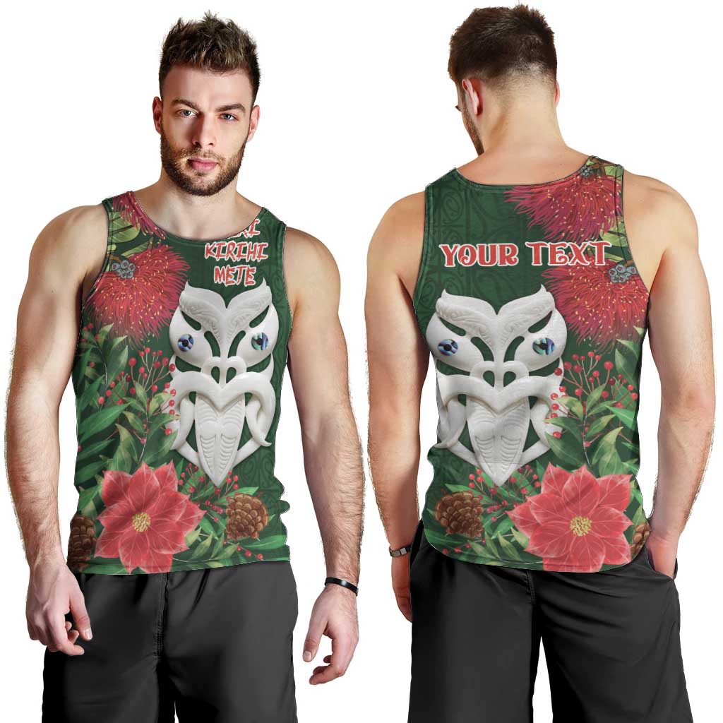 Maori Wheku Meri Kirihimete Personalised Men Tank Top All Green Indigenous Maori Motif - Aussie Hoodie