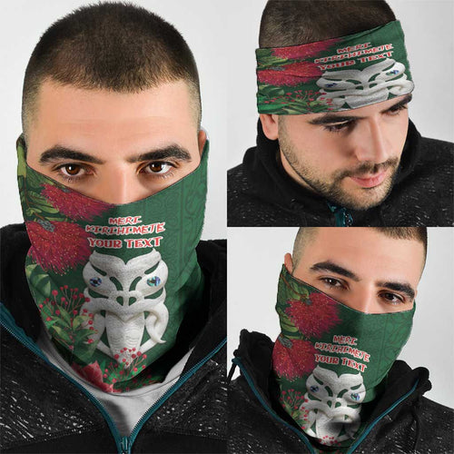 Maori Wheku Meri Kirihimete Personalised Neck Gaiter All Green Indigenous Maori Motif - Aussie Hoodie