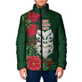 Maori Wheku Meri Kirihimete Personalised Padded Jacket All Green Indigenous Maori Motif - Aussie Hoodie