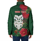 Maori Wheku Meri Kirihimete Personalised Padded Jacket All Green Indigenous Maori Motif - Aussie Hoodie