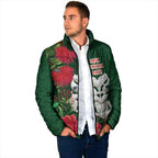 Maori Wheku Meri Kirihimete Personalised Padded Jacket All Green Indigenous Maori Motif - Aussie Hoodie