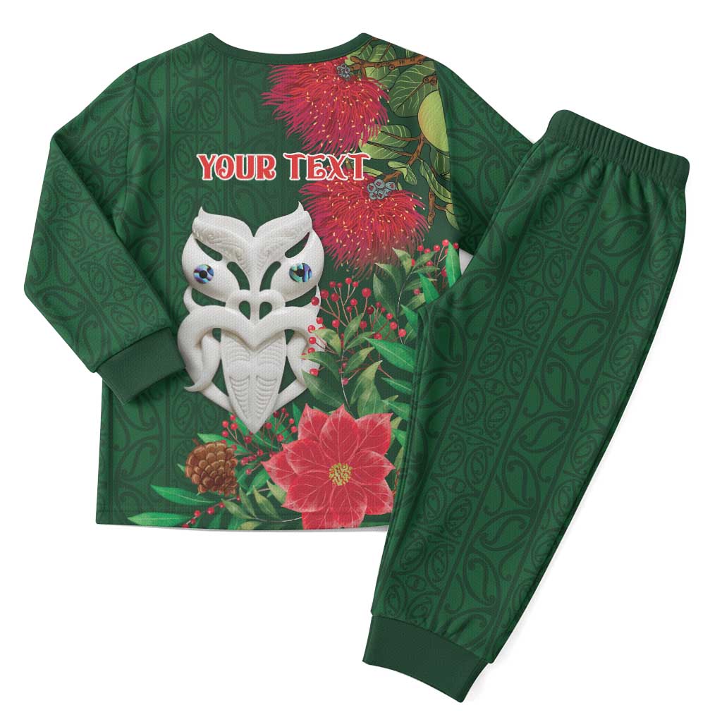 Maori Wheku Meri Kirihimete Personalised Christmas Pajama Set All Green Indigenous Maori Motif - Aussie Hoodie