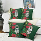 Maori Wheku Meri Kirihimete Personalised Pillow Cover All Green Indigenous Maori Motif - Aussie Hoodie