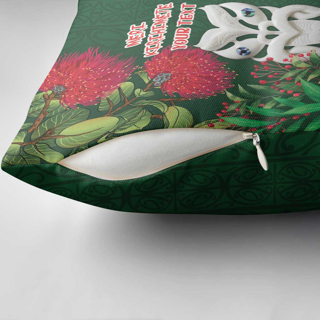 Maori Wheku Meri Kirihimete Personalised Pillow Cover All Green Indigenous Maori Motif - Aussie Hoodie
