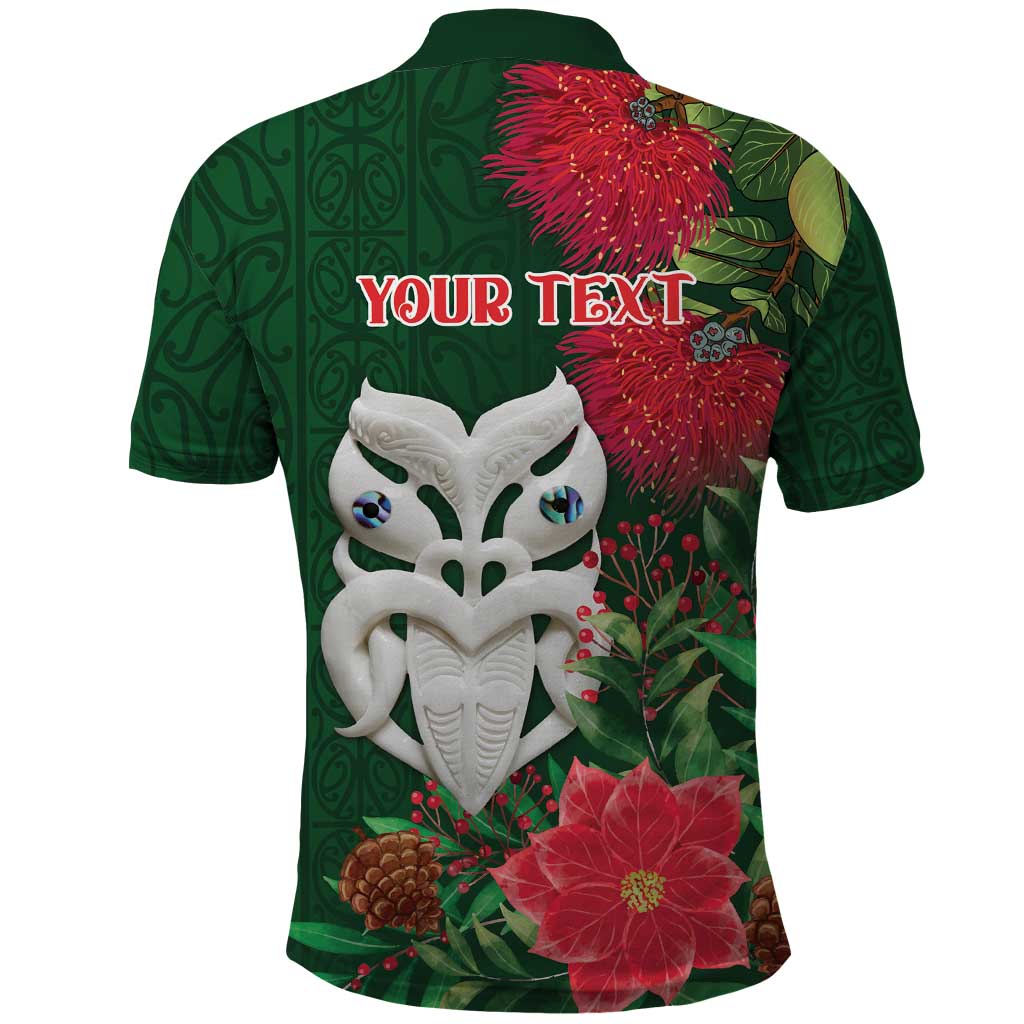 Maori Wheku Meri Kirihimete Personalised Polo Shirt All Green Indigenous Maori Motif - Aussie Hoodie