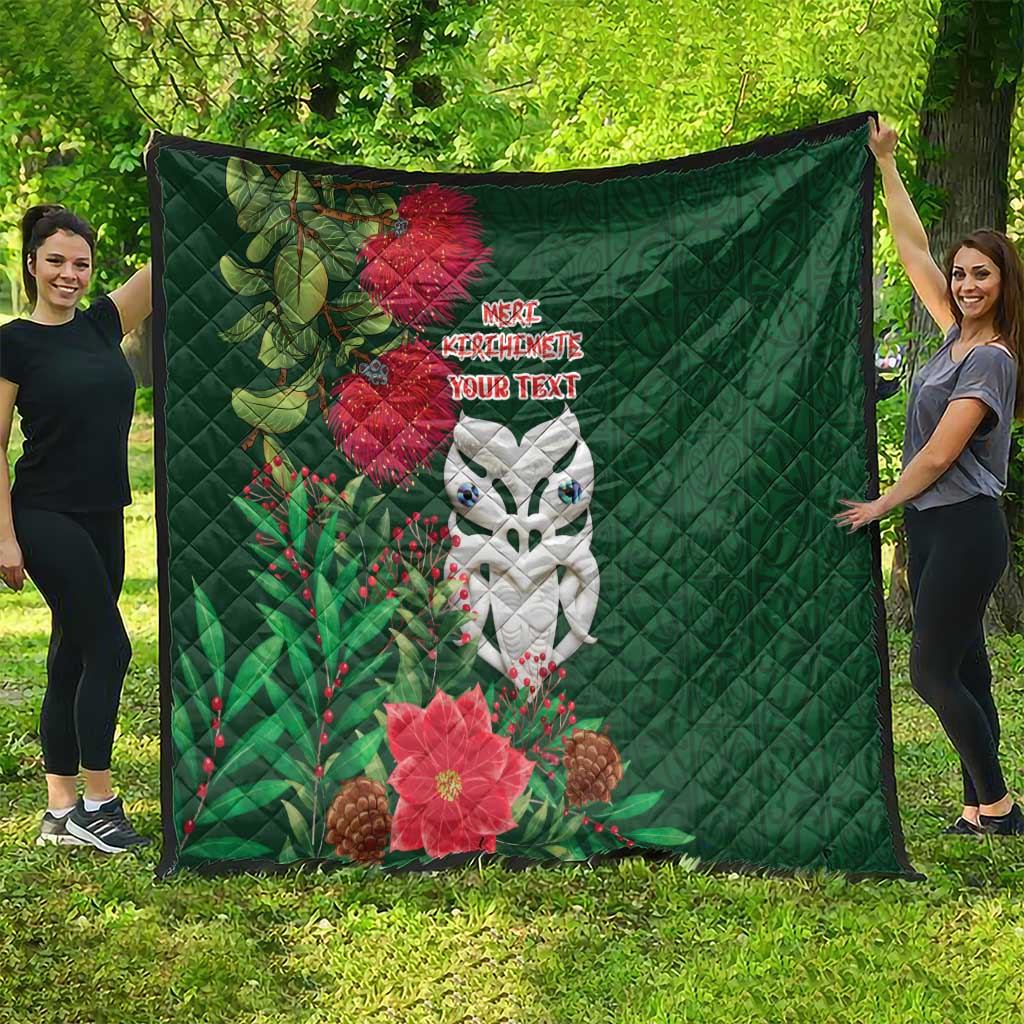 Maori Wheku Meri Kirihimete Personalised Quilt All Green Indigenous Maori Motif - Aussie Hoodie
