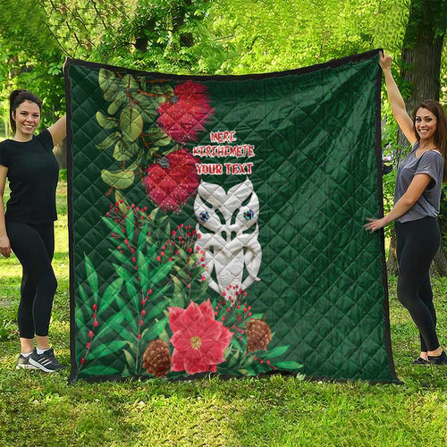 Maori Wheku Meri Kirihimete Personalised Quilt All Green Indigenous Maori Motif - Aussie Hoodie
