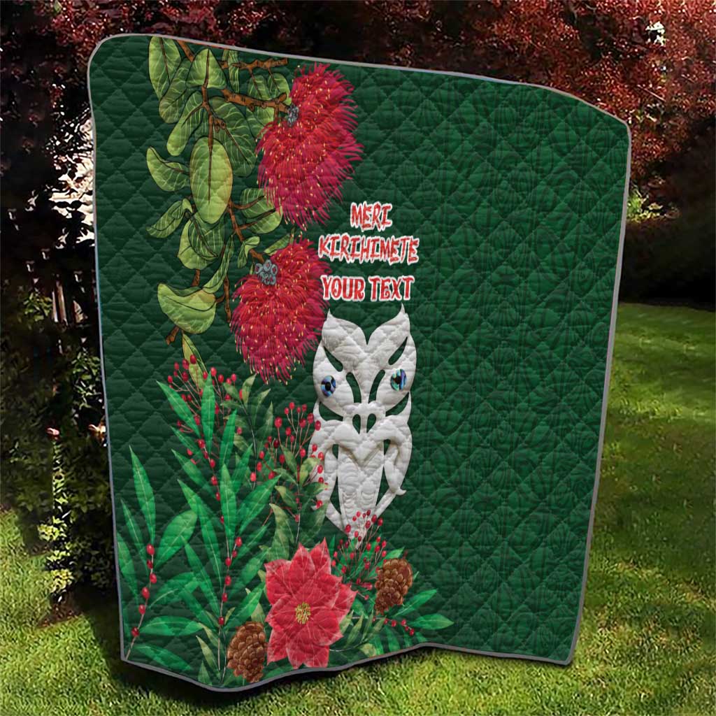 Maori Wheku Meri Kirihimete Personalised Quilt All Green Indigenous Maori Motif - Aussie Hoodie
