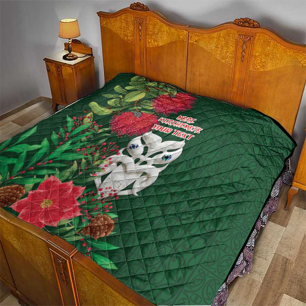 Maori Wheku Meri Kirihimete Personalised Quilt All Green Indigenous Maori Motif - Aussie Hoodie