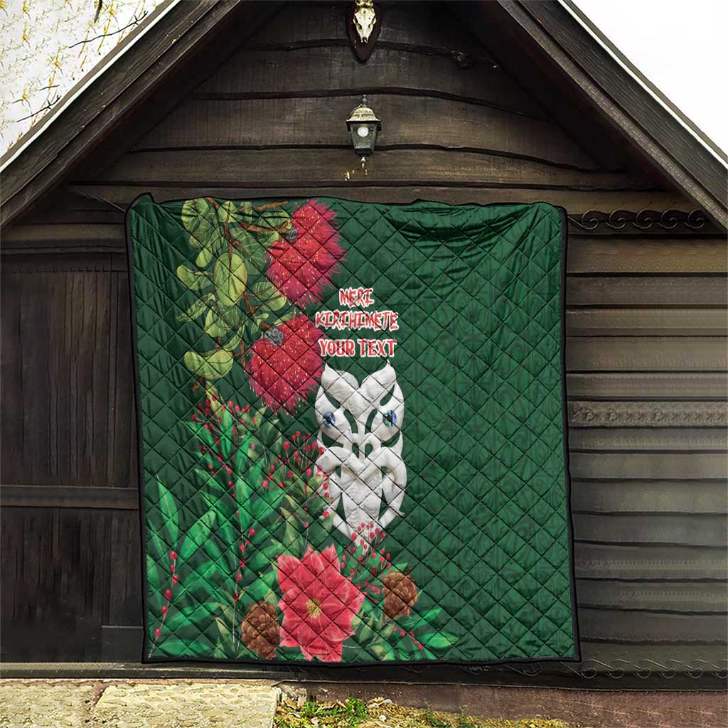 Maori Wheku Meri Kirihimete Personalised Quilt All Green Indigenous Maori Motif - Aussie Hoodie