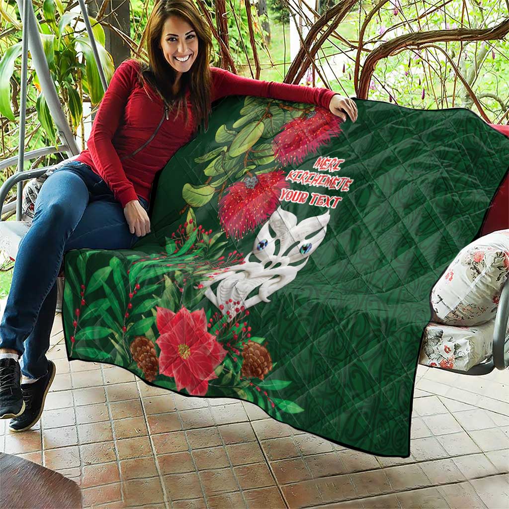 Maori Wheku Meri Kirihimete Personalised Quilt All Green Indigenous Maori Motif - Aussie Hoodie