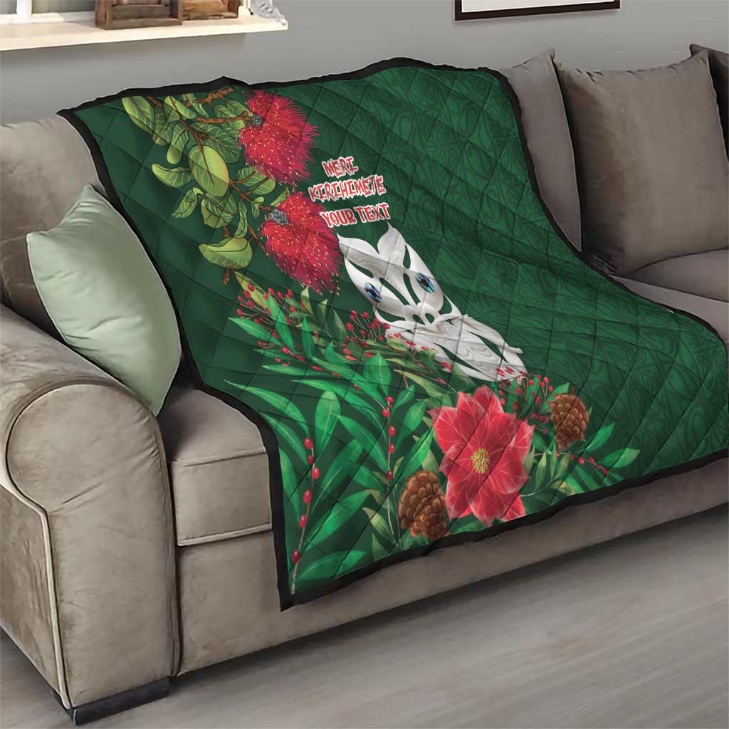 Maori Wheku Meri Kirihimete Personalised Quilt All Green Indigenous Maori Motif - Aussie Hoodie