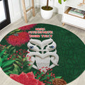 Maori Wheku Meri Kirihimete Personalised Round Carpet All Green Indigenous Maori Motif - Aussie Hoodie