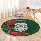 Maori Wheku Meri Kirihimete Personalised Round Carpet All Green Indigenous Maori Motif - Aussie Hoodie