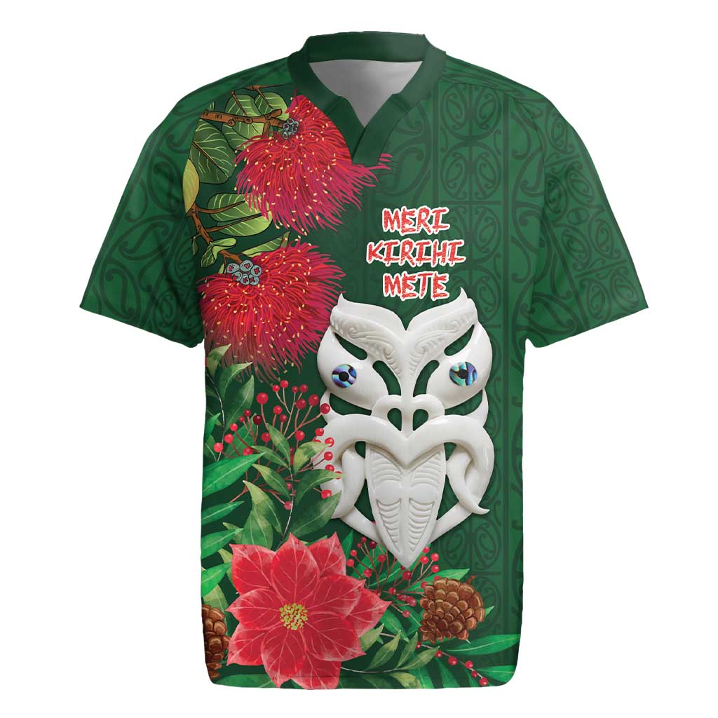 Maori Wheku Meri Kirihimete Personalised Rugby Jersey All Green Indigenous Maori Motif - Aussie Hoodie